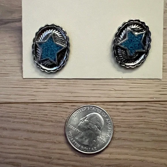 Silver and Turquoise Star Pins - Picture 3 of 3